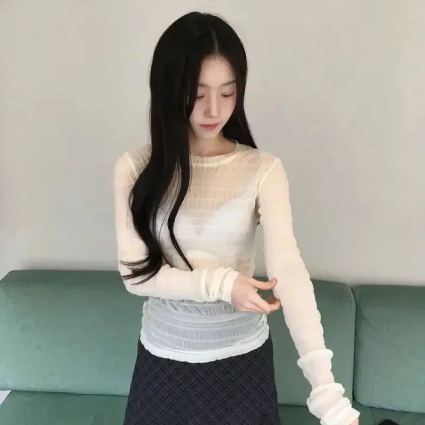 [SOLD OUT] 데이빈 미즈 셔링 레이스티 + 네트 레이어드 레이스 나시 세트