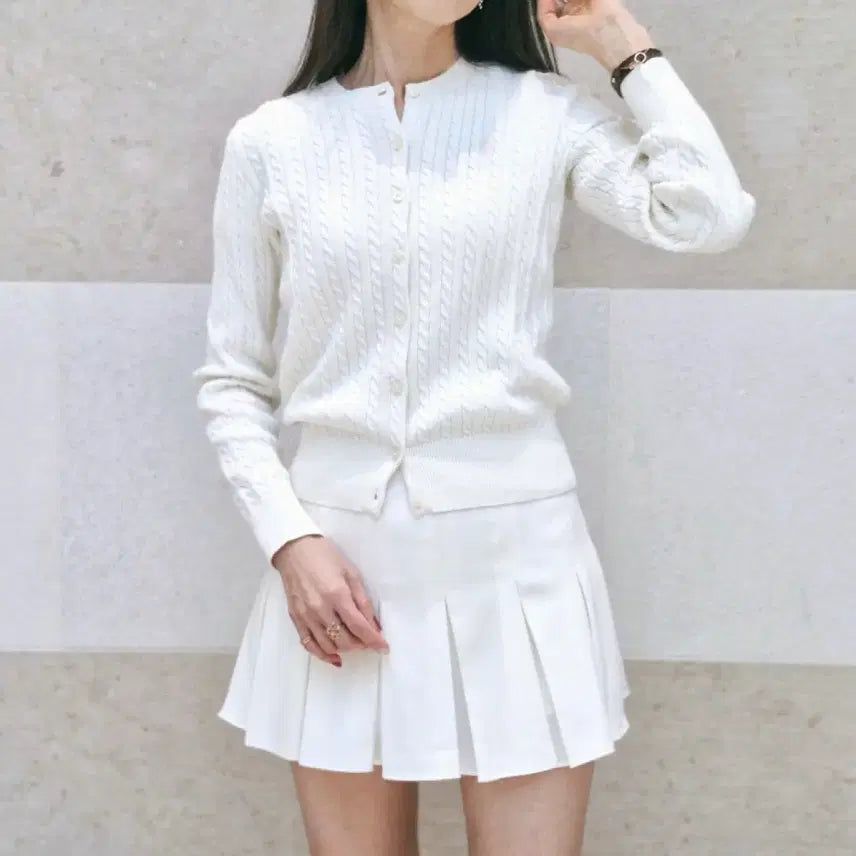 [BUNJANG] Polo Girls Cable Cardigan Warm White L / 폴로 걸즈 케이블 가디건 웜 화이트 L 사이즈 팝니다!