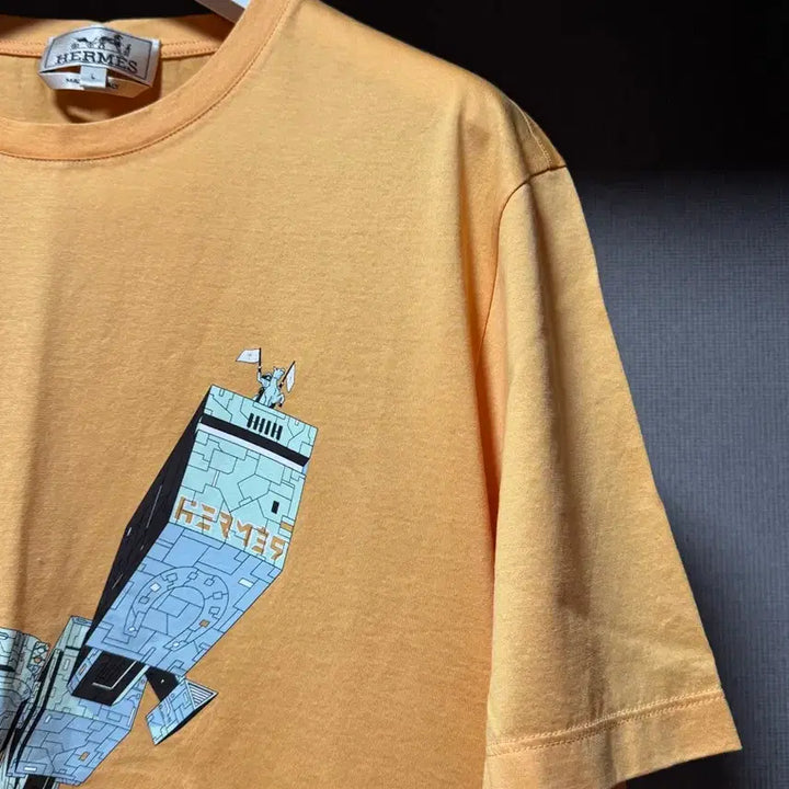 [BUNJANG] Hermes 24 Printing T-shirt Orange L / 에르메스 24 프린팅 반팔 티셔츠 오렌지 L