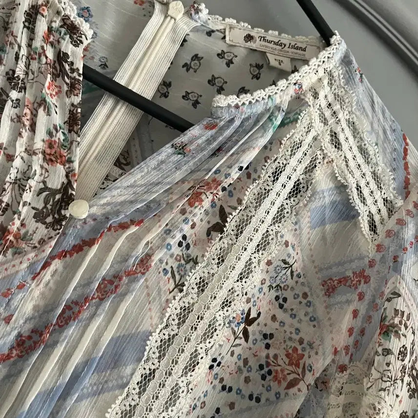 [SOLD OUT] 써스데이아일랜드 반다나 믹스패턴 쉬폰 맥시 원피스 s사이즈