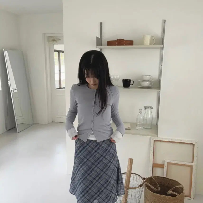 [BUNJANG] Optenso Curve Modal T-shirt + Span Button Cardigan Set / 옵텐소 curve modal t + span button cadigan