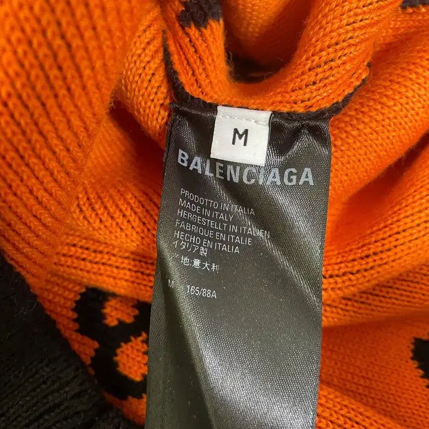 [BUNJANG] Balenciaga Black Orange Logo Knit Sweater / 발렌시아가 블랙 오렌지 로고 니트