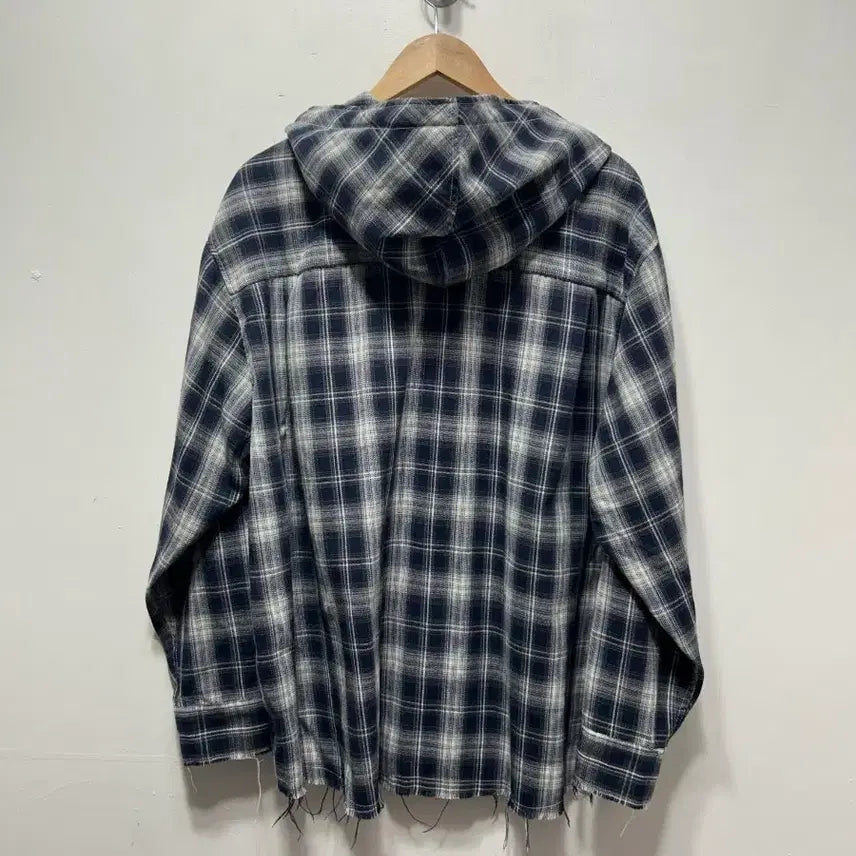 [BUNJANG] Slogan Checkered Shirt with Damage Style / SLOGAN후드 체크 남방 데미지 스타일 F