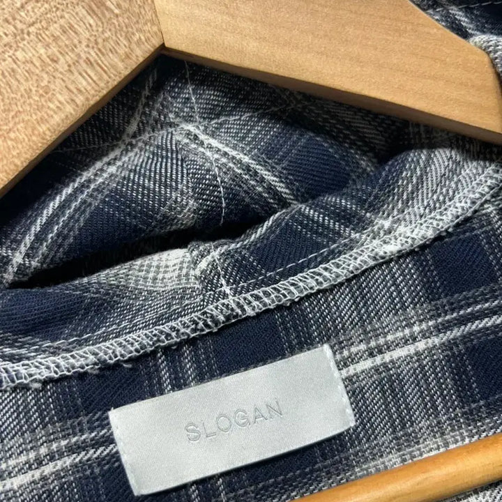 [BUNJANG] Slogan Checkered Shirt with Damage Style / SLOGAN후드 체크 남방 데미지 스타일 F