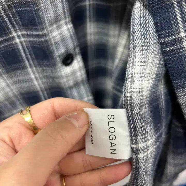 [BUNJANG] Slogan Checkered Shirt with Damage Style / SLOGAN후드 체크 남방 데미지 스타일 F