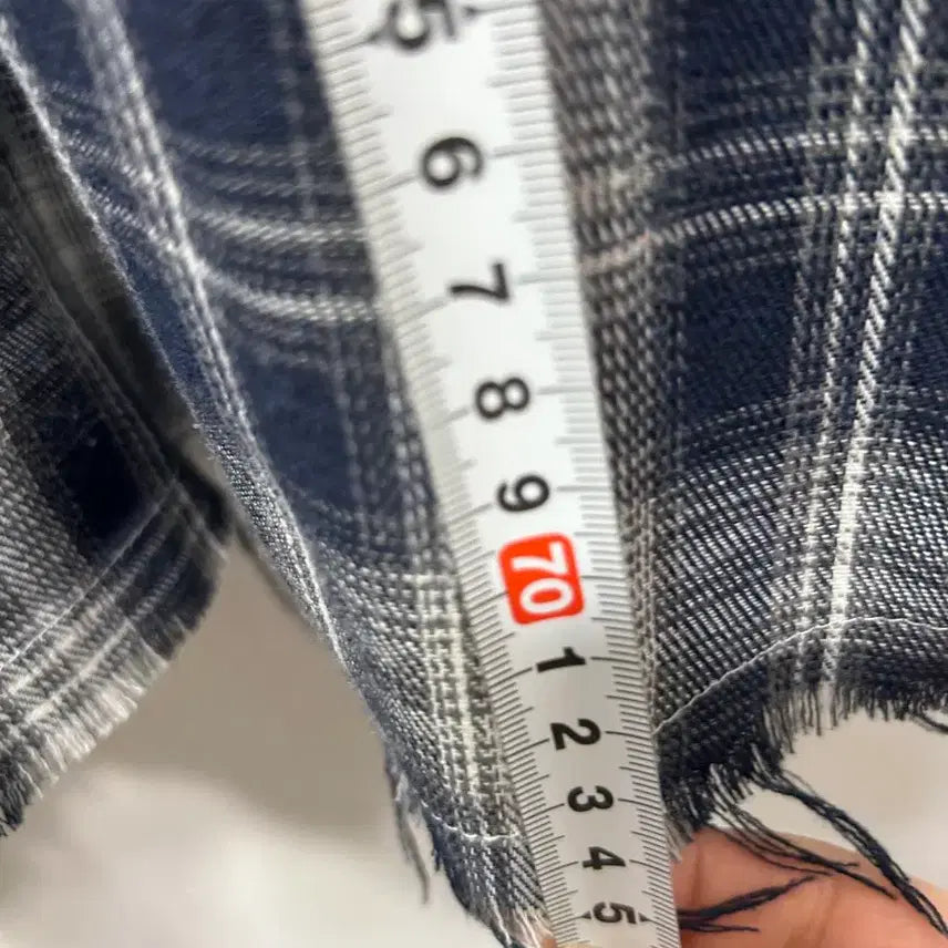 [BUNJANG] Slogan Checkered Shirt with Damage Style / SLOGAN후드 체크 남방 데미지 스타일 F