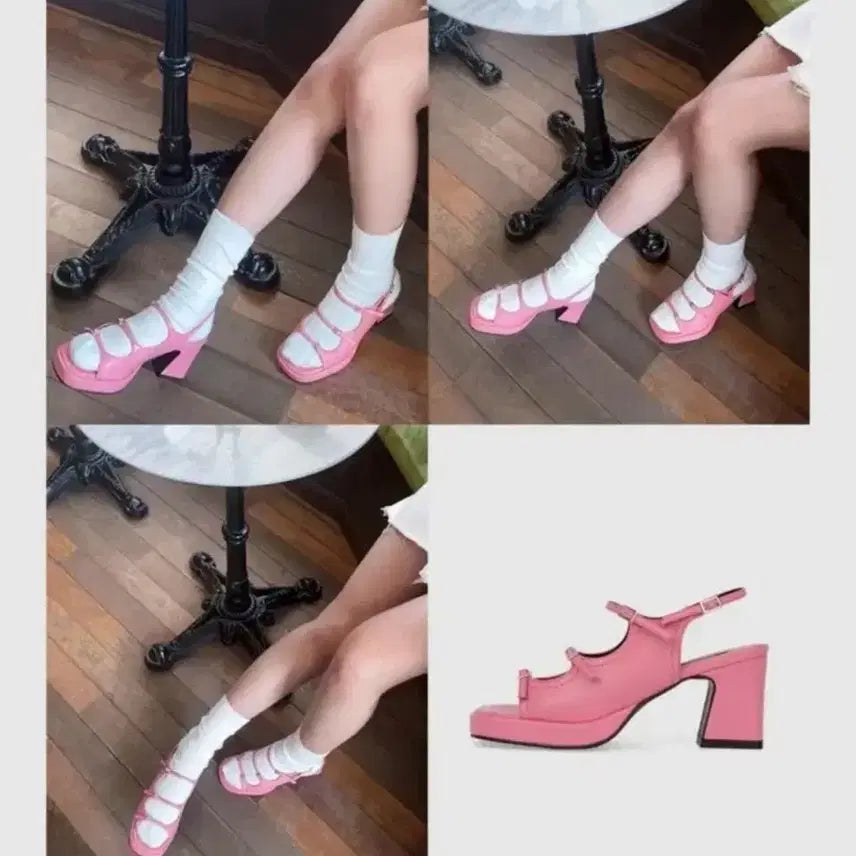 [BUNJANG] att Strap Sandal Heel Pink / [att] Strap Sandal Heel_pink 235