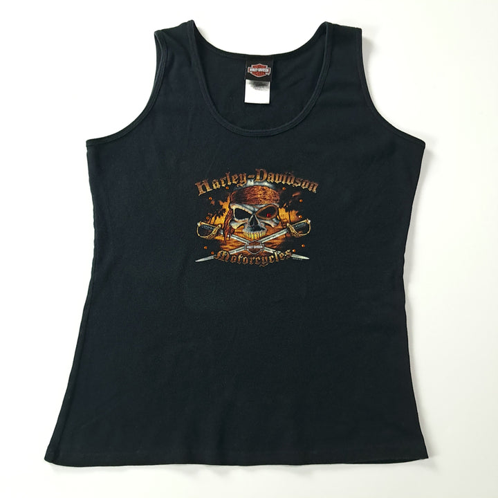 [BUNJANG] Harley Davidson Skull Graphic Sleeveless T-shirt / CK232 XL 할리데이비슨 00s 미국판 스컬 블랙 슬리브리스 티셔츠
