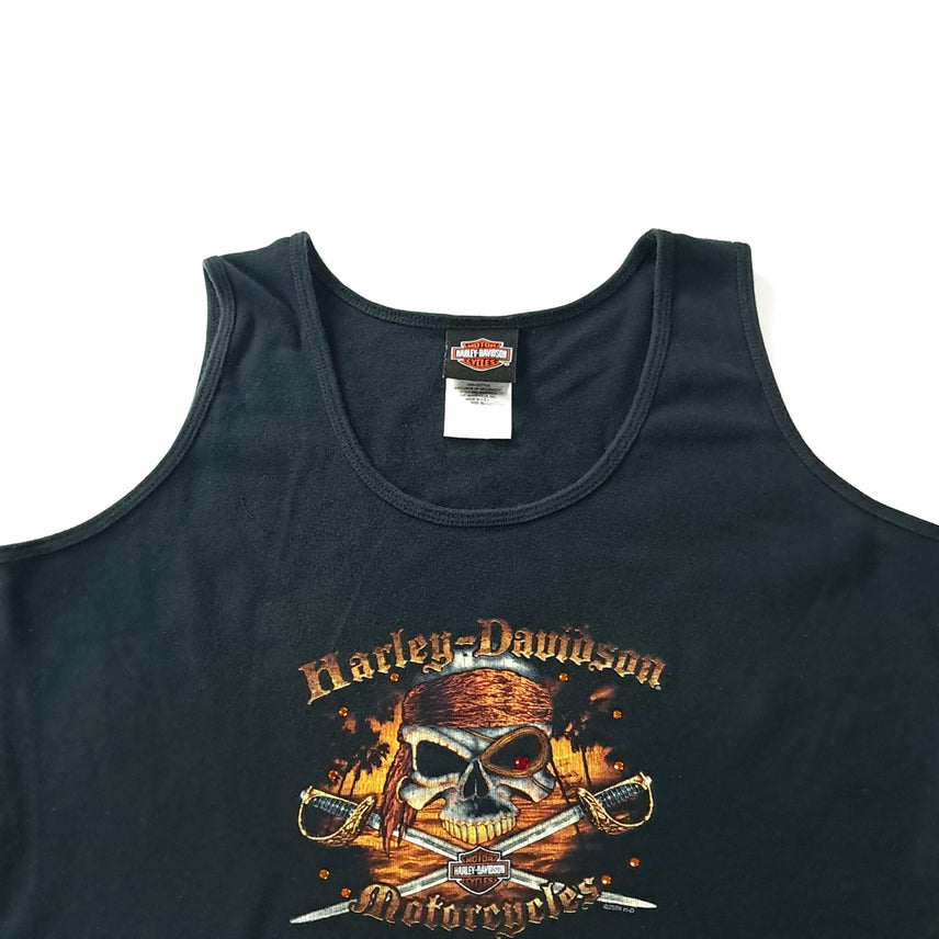 [BUNJANG] Harley Davidson Skull Graphic Sleeveless T-shirt / CK232 XL 할리데이비슨 00s 미국판 스컬 블랙 슬리브리스 티셔츠