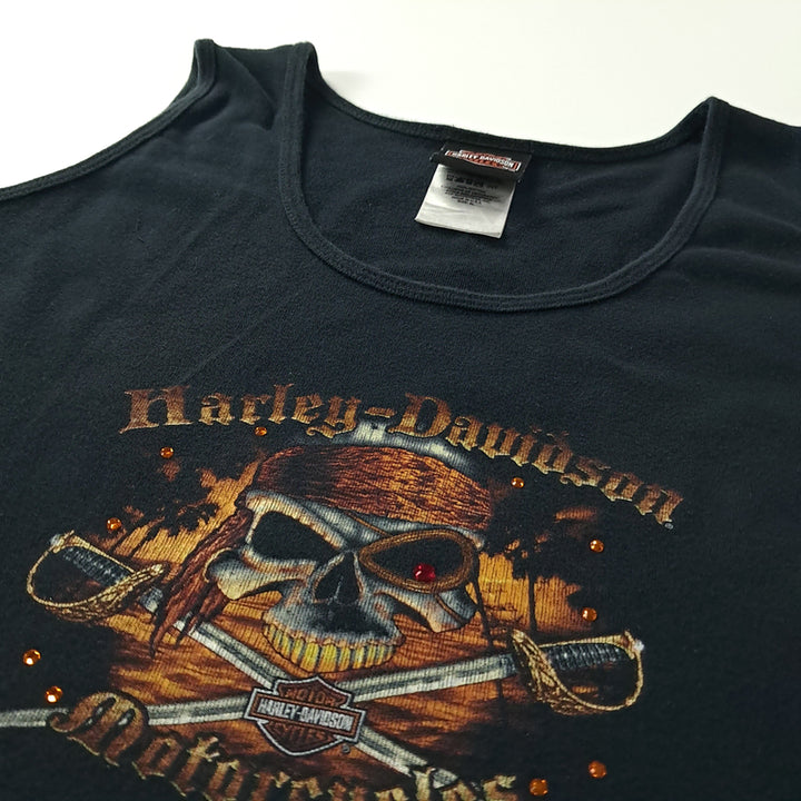 [BUNJANG] Harley Davidson Skull Graphic Sleeveless T-shirt / CK232 XL 할리데이비슨 00s 미국판 스컬 블랙 슬리브리스 티셔츠