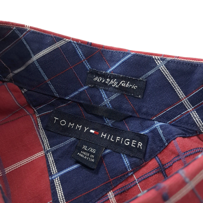 [BUNJANG] Tommy Hilfiger 90s Red Multi-Windowpane Check Shirt / CK234 XL 타미힐피거 90s 레드 멀티윈도우페인 체크 반팔 셔츠 남