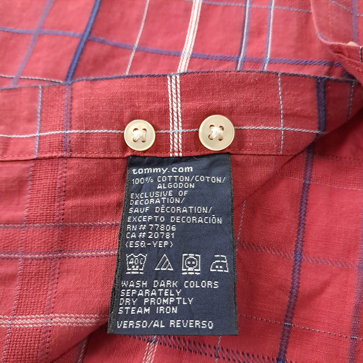 [BUNJANG] Tommy Hilfiger 90s Red Multi-Windowpane Check Shirt / CK234 XL 타미힐피거 90s 레드 멀티윈도우페인 체크 반팔 셔츠 남