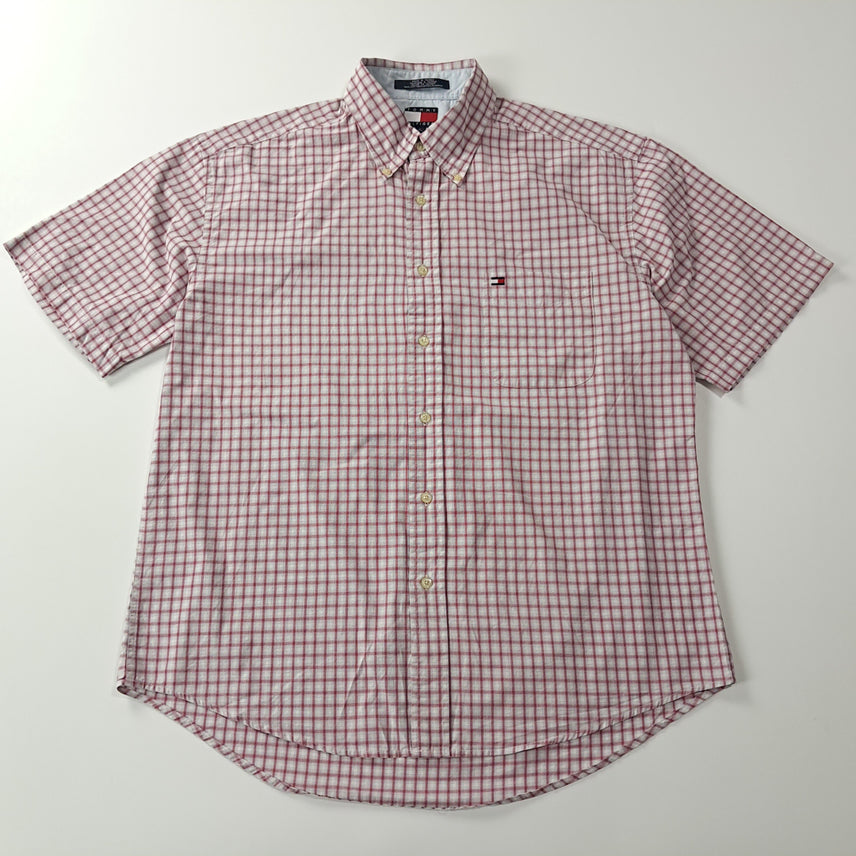 [SOLD OUT] CK235 XL 타미힐피거 90s 대만판 멀티 스몰 체크 레드 반팔 셔츠