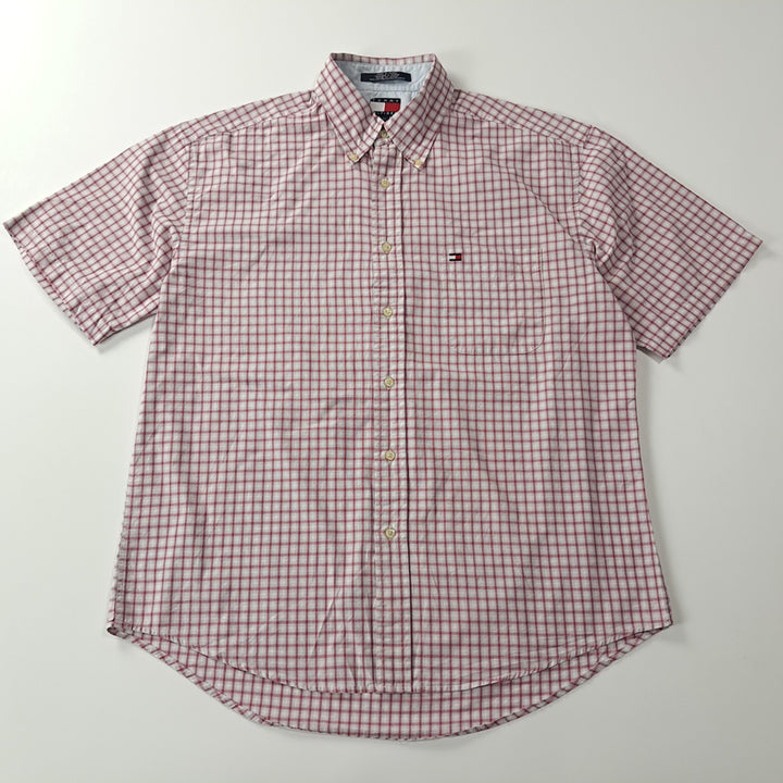 [SOLD OUT] CK235 XL 타미힐피거 90s 대만판 멀티 스몰 체크 레드 반팔 셔츠
