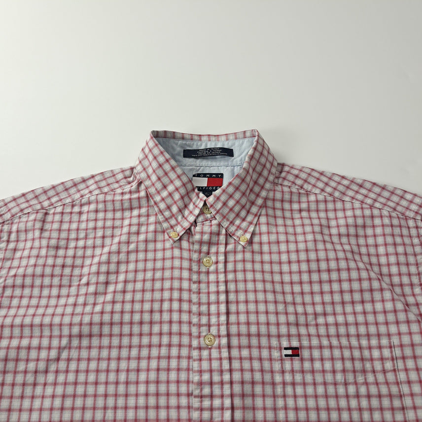 [SOLD OUT] CK235 XL 타미힐피거 90s 대만판 멀티 스몰 체크 레드 반팔 셔츠