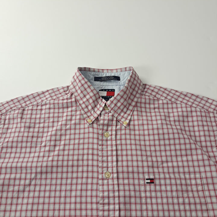 [SOLD OUT] CK235 XL 타미힐피거 90s 대만판 멀티 스몰 체크 레드 반팔 셔츠