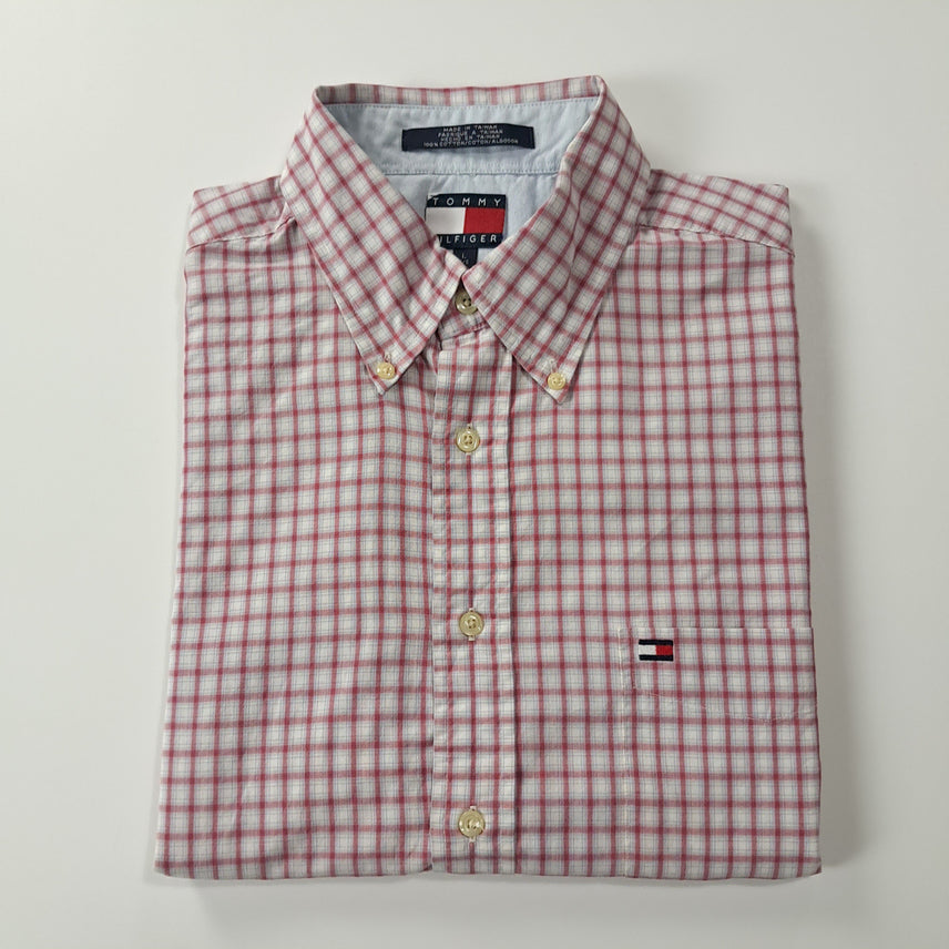 [SOLD OUT] CK235 XL 타미힐피거 90s 대만판 멀티 스몰 체크 레드 반팔 셔츠