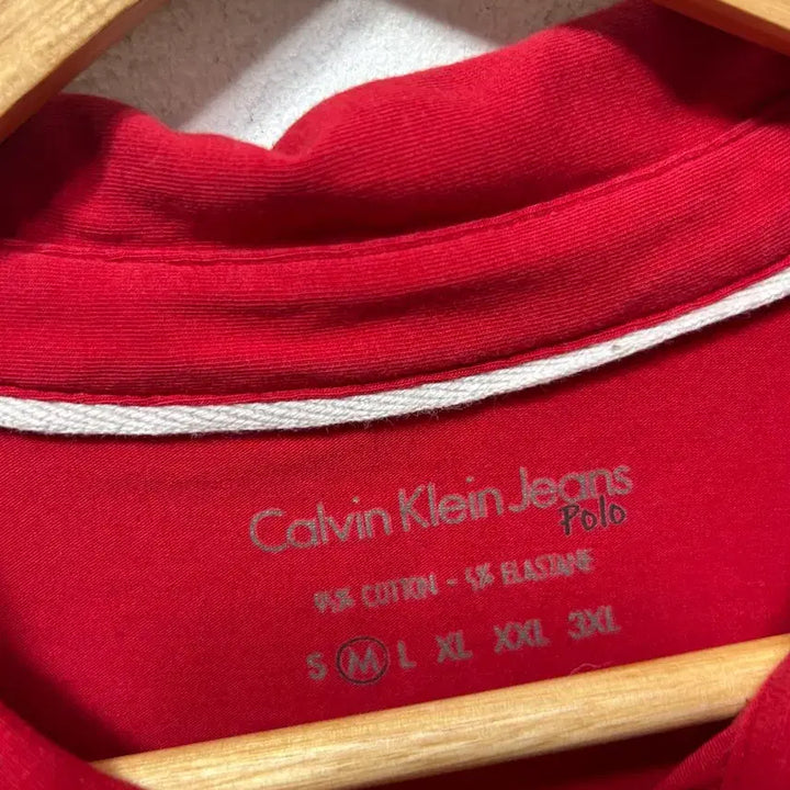 [BUNJANG] Calvin Klein Red Short Sleeve Polo Shirt (M) / 캘빈클라인 레드 반팔 폴로티셔츠 M