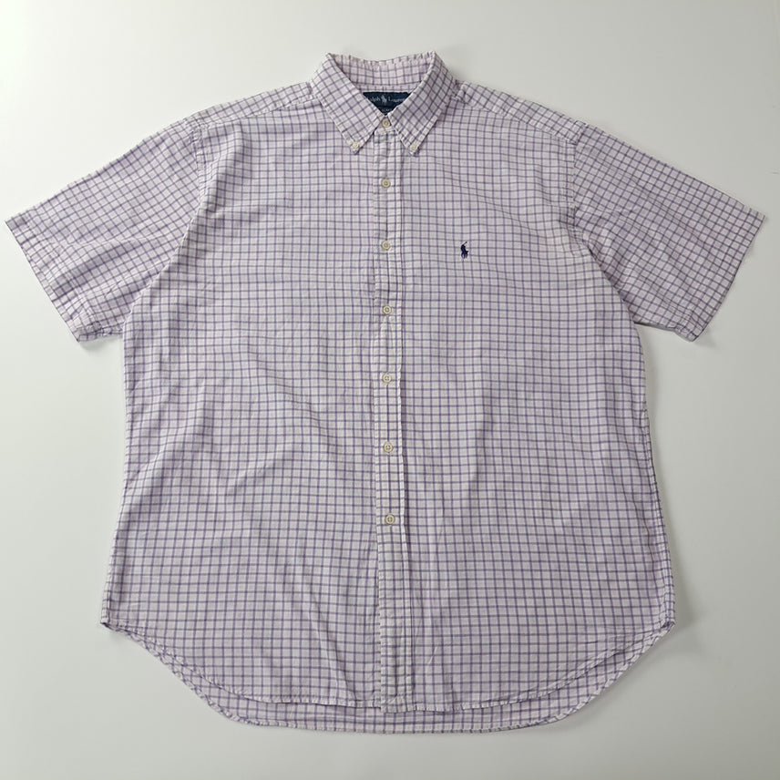 [SOLD OUT] CK236 XL 폴로 00s 라벤더퍼플 멀티 스몰체크 반팔 셔츠 남방