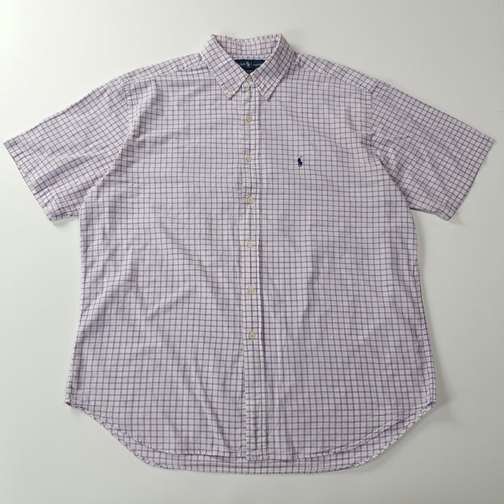 [SOLD OUT] CK236 XL 폴로 00s 라벤더퍼플 멀티 스몰체크 반팔 셔츠 남방