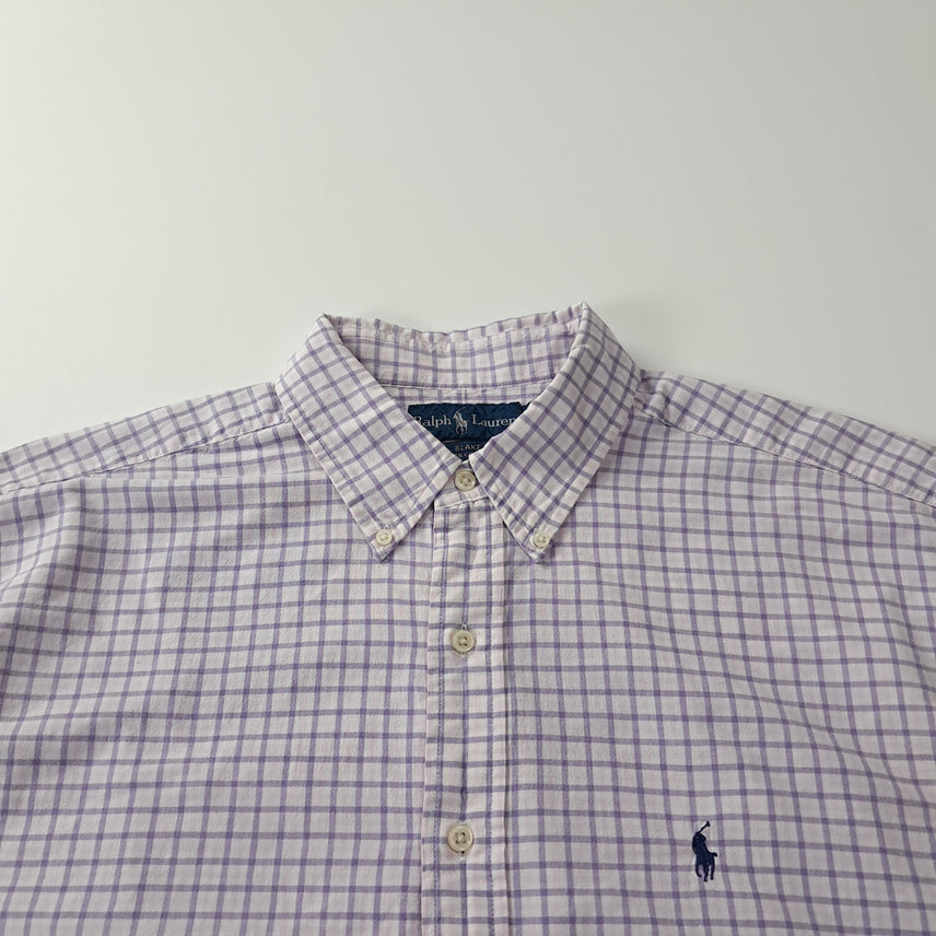 [SOLD OUT] CK236 XL 폴로 00s 라벤더퍼플 멀티 스몰체크 반팔 셔츠 남방