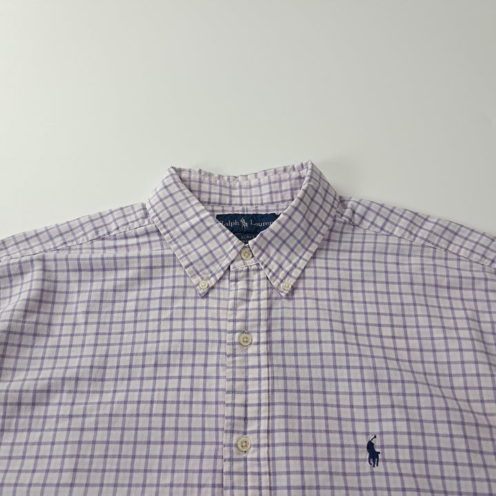 [SOLD OUT] CK236 XL 폴로 00s 라벤더퍼플 멀티 스몰체크 반팔 셔츠 남방