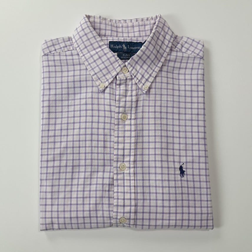 [SOLD OUT] CK236 XL 폴로 00s 라벤더퍼플 멀티 스몰체크 반팔 셔츠 남방