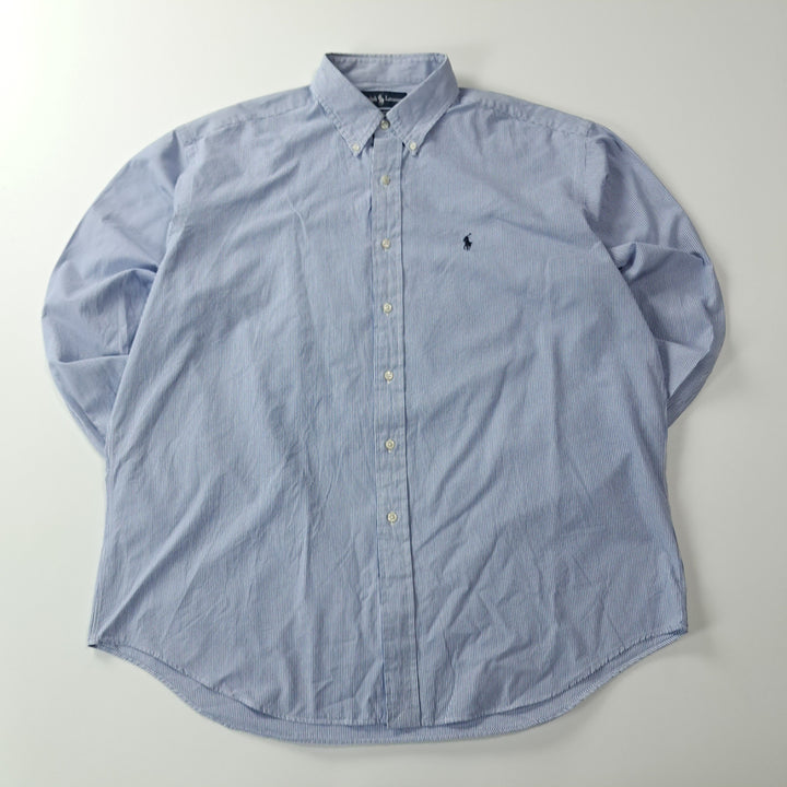 [BUNJANG] Polo Ralph Lauren 90s Blue Pinstripe Shirt / CK238 XL 폴로 90s 블루 핀스트라이프 블루 셔츠 남방