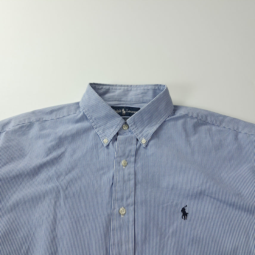 [BUNJANG] Polo Ralph Lauren 90s Blue Pinstripe Shirt / CK238 XL 폴로 90s 블루 핀스트라이프 블루 셔츠 남방