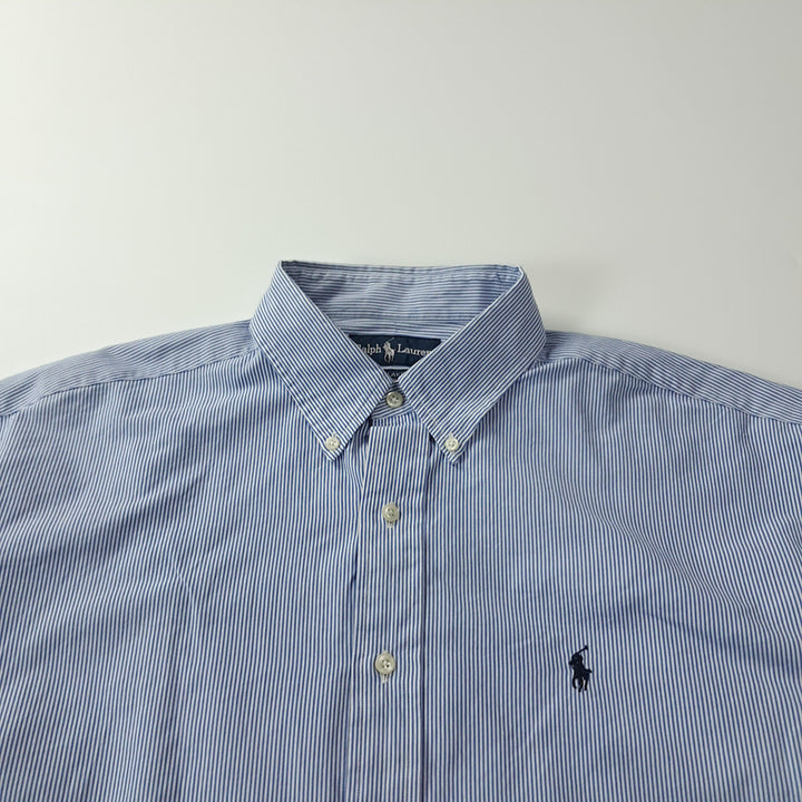 [BUNJANG] Polo Ralph Lauren 90s Blue Pinstripe Shirt / CK238 XL 폴로 90s 블루 핀스트라이프 블루 셔츠 남방
