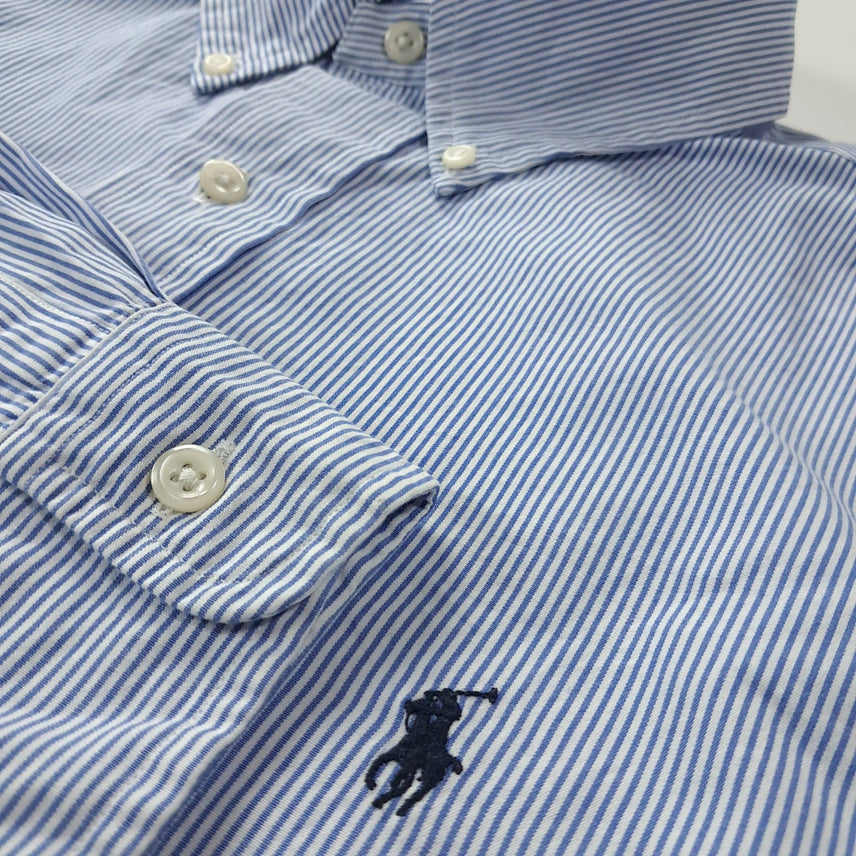 [BUNJANG] Polo Ralph Lauren 90s Blue Pinstripe Shirt / CK238 XL 폴로 90s 블루 핀스트라이프 블루 셔츠 남방