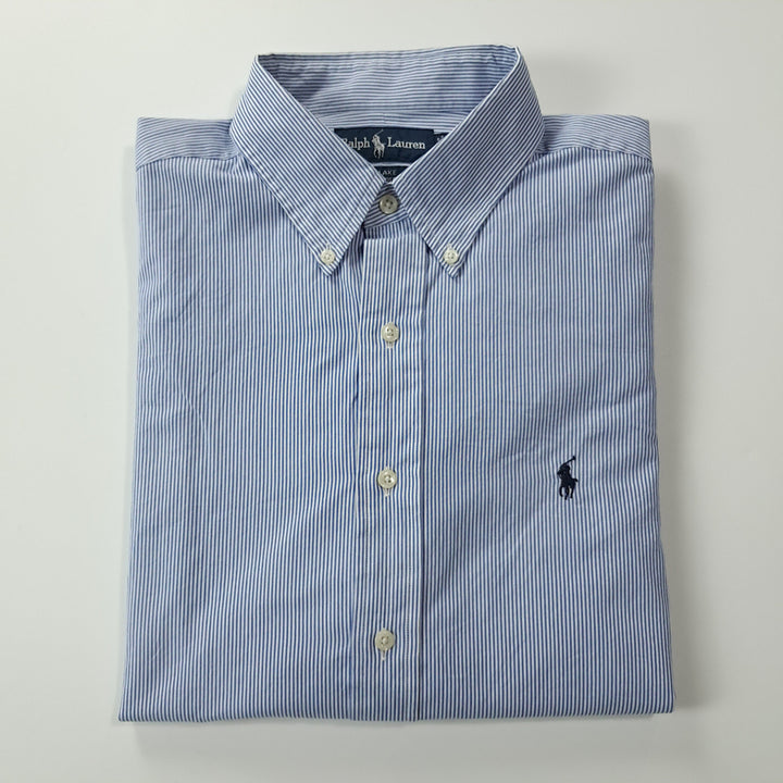 [BUNJANG] Polo Ralph Lauren 90s Blue Pinstripe Shirt / CK238 XL 폴로 90s 블루 핀스트라이프 블루 셔츠 남방
