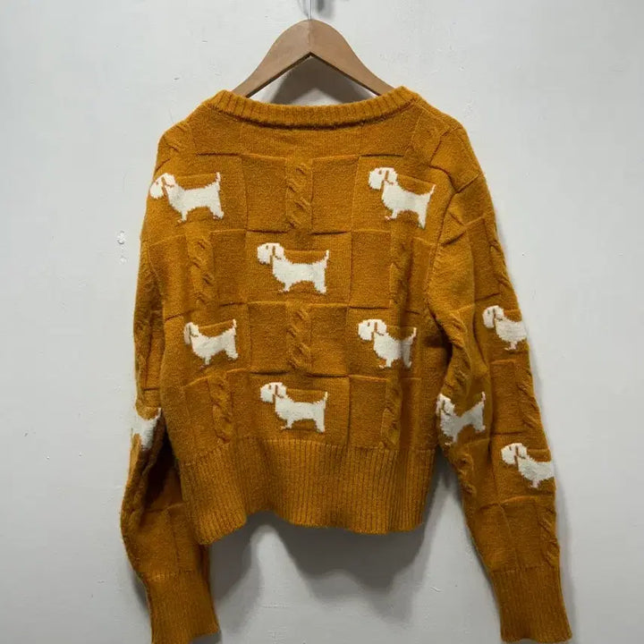 [BUNJANG] Dachshund Pattern Mustard Cardigan / 겨자색 닥스훈트 패턴 가디건 F