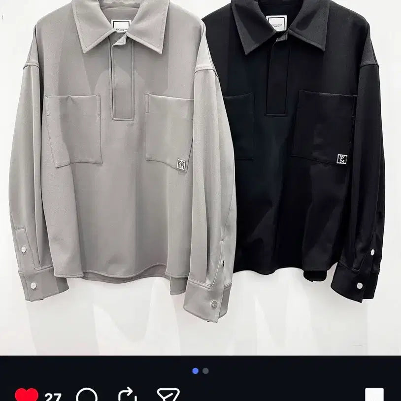 [SOLD OUT] (50) 23SS 우영미 더블 포켓 폴로 티셔츠 - 그레이