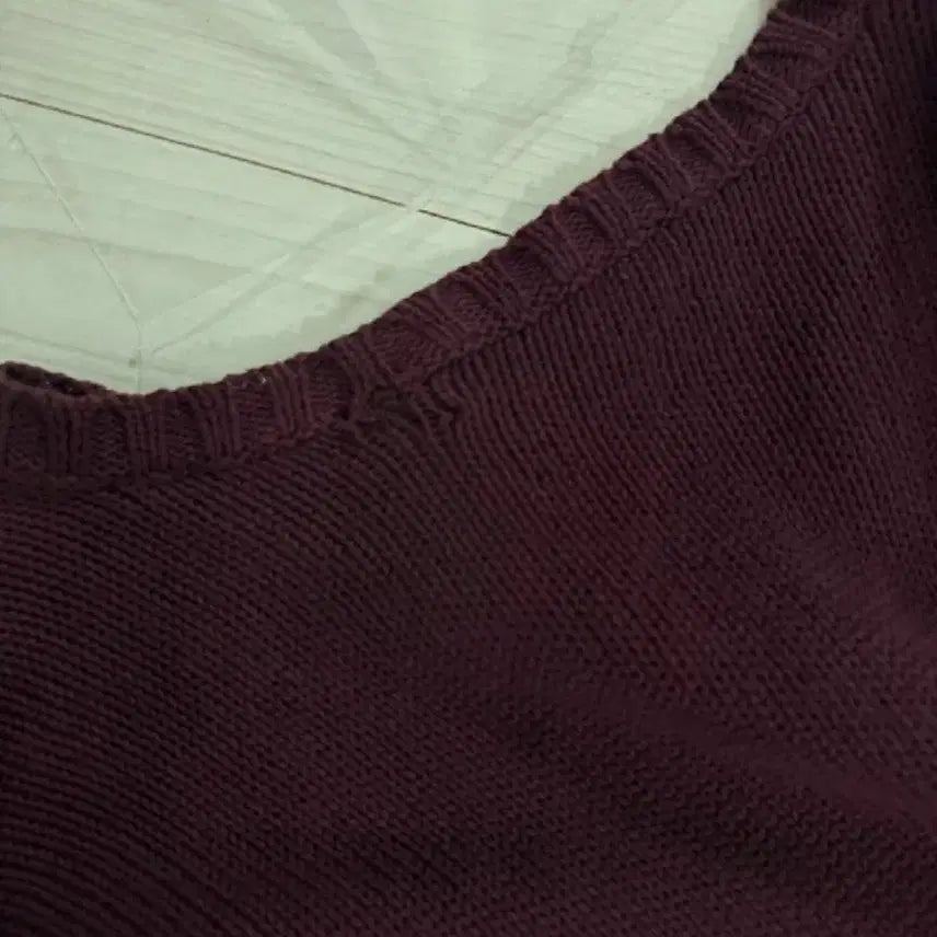 [BUNJANG] Polo Ralph Lauren V-Neck Striped Knit Burgundy / 폴로 랄프로렌 브이넥 스트라이프 니트 버건디