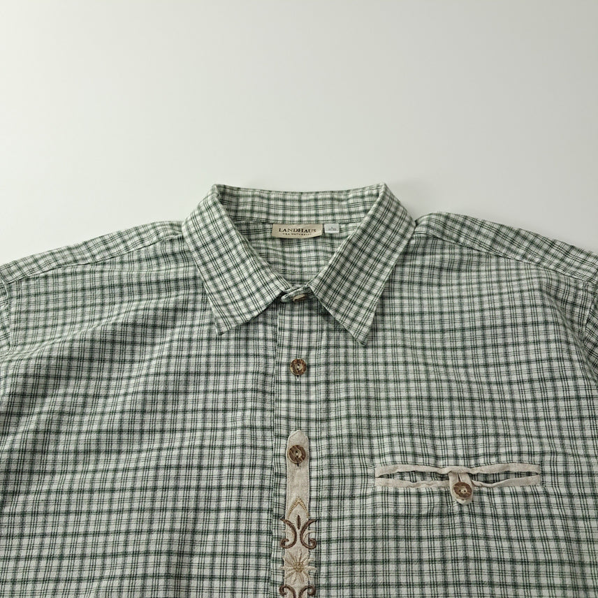 [BUNJANG] C&amp;A Landhaus Bavarian Short Sleeve Shirt / CK240 L 란트하우스 90s 독일 트라흐텐 바바리안 알펜 반팔 셔츠