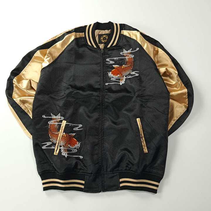[BUNJANG] CK241 Rogue Satin Gold Black Carp Sukajan Jacket / CK241 XL [새상품] 로그 새틴 골드 블랙 잉어 스카잔 자켓