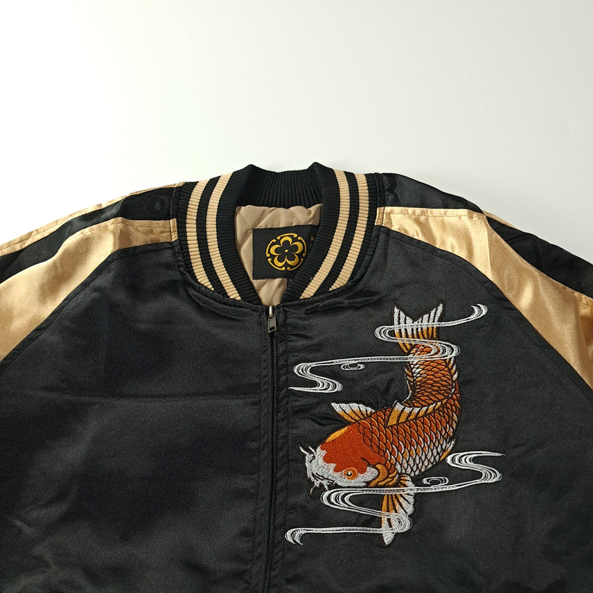 [BUNJANG] CK241 Rogue Satin Gold Black Carp Sukajan Jacket / CK241 XL [새상품] 로그 새틴 골드 블랙 잉어 스카잔 자켓