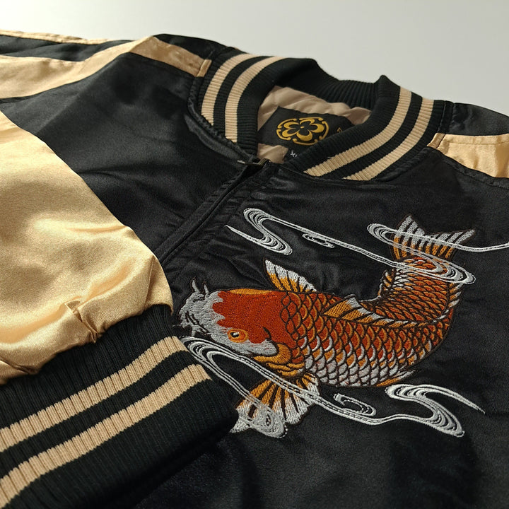 [BUNJANG] CK241 Rogue Satin Gold Black Carp Sukajan Jacket / CK241 XL [새상품] 로그 새틴 골드 블랙 잉어 스카잔 자켓