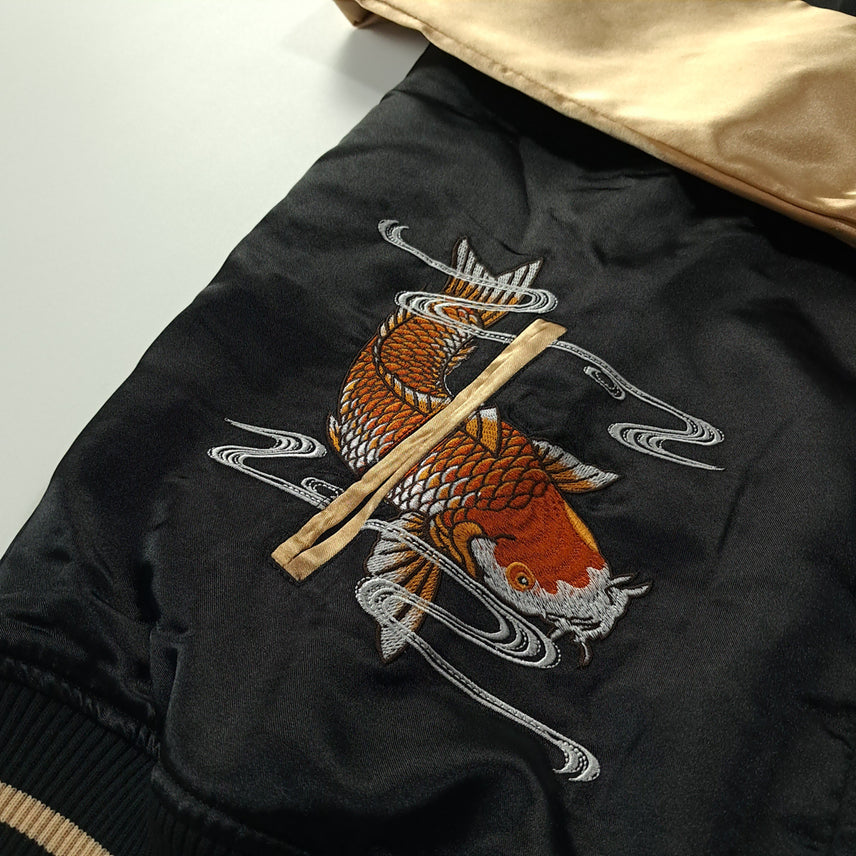 [BUNJANG] CK241 Rogue Satin Gold Black Carp Sukajan Jacket / CK241 XL [새상품] 로그 새틴 골드 블랙 잉어 스카잔 자켓