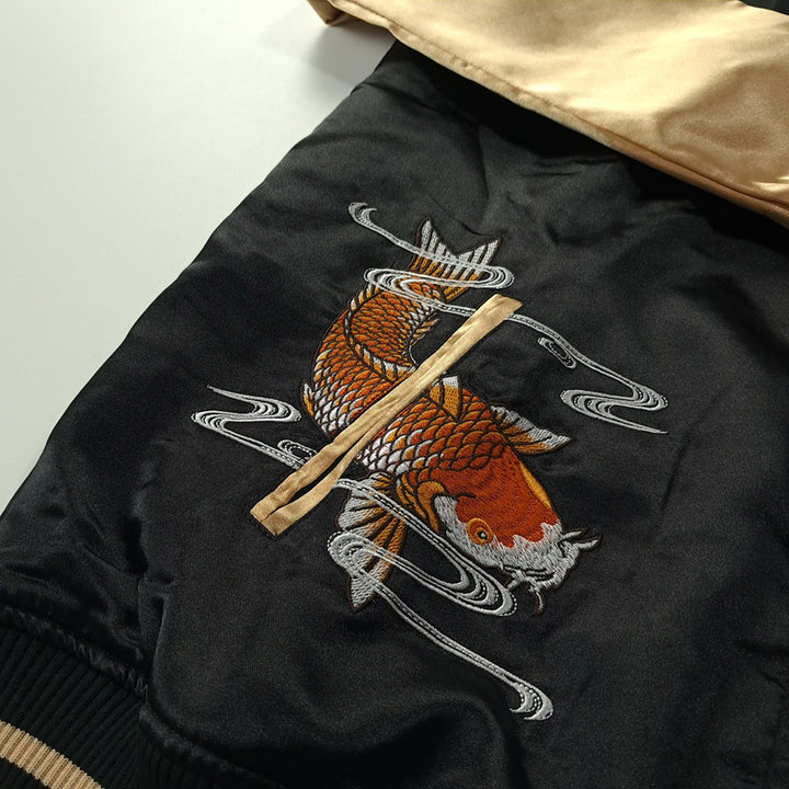 [BUNJANG] CK241 Rogue Satin Gold Black Carp Sukajan Jacket / CK241 XL [새상품] 로그 새틴 골드 블랙 잉어 스카잔 자켓