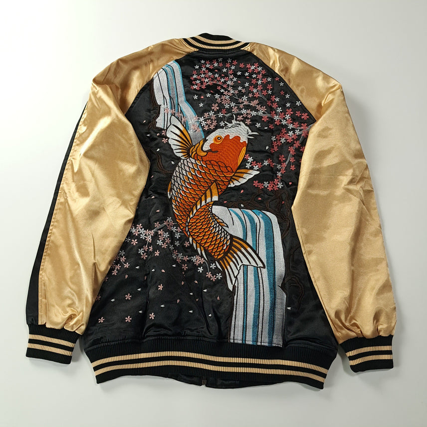 [BUNJANG] CK241 Rogue Satin Gold Black Carp Sukajan Jacket / CK241 XL [새상품] 로그 새틴 골드 블랙 잉어 스카잔 자켓