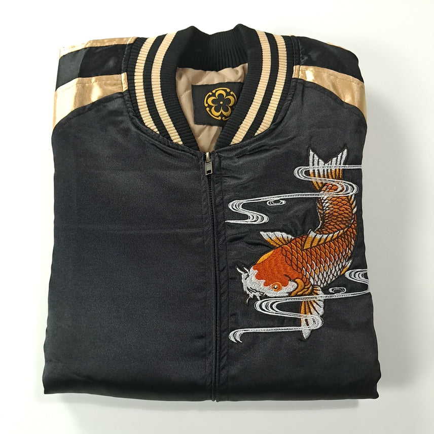 [BUNJANG] CK241 Rogue Satin Gold Black Carp Sukajan Jacket / CK241 XL [새상품] 로그 새틴 골드 블랙 잉어 스카잔 자켓