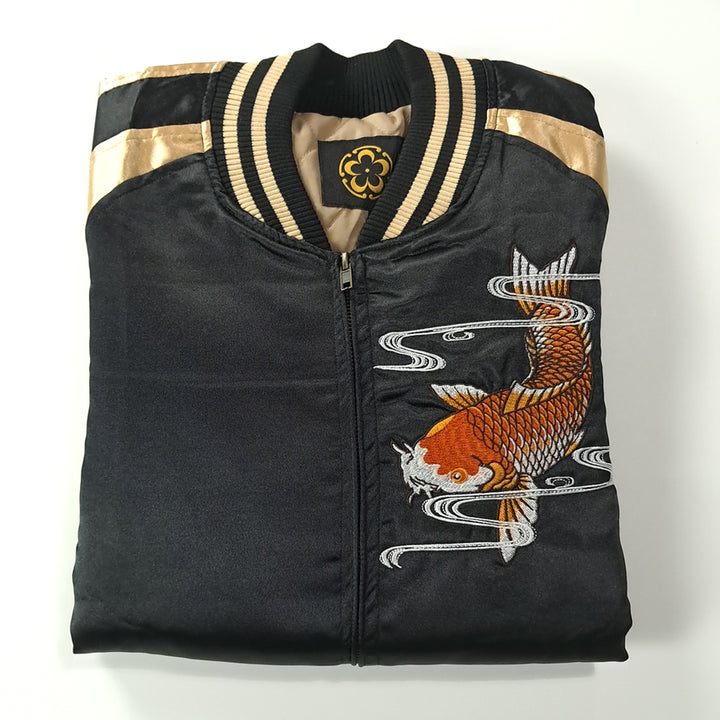 [BUNJANG] CK241 Rogue Satin Gold Black Carp Sukajan Jacket / CK241 XL [새상품] 로그 새틴 골드 블랙 잉어 스카잔 자켓