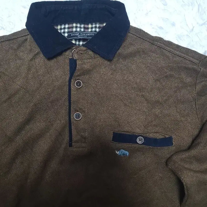 [BUNJANG] Kansai Yamamoto Homme Brown Collar Knit Sweater / 칸사이 야마모토 옴므 브라운 카라 니트 M