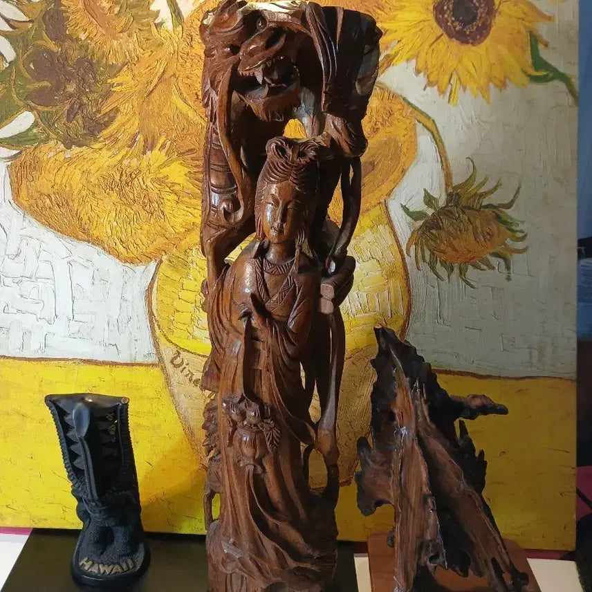 [BUNJANG] Wooden Avalokitesvara Bodhisattva Statue &amp; Other Sculptures / 목조 관음상 조각상 외 2점