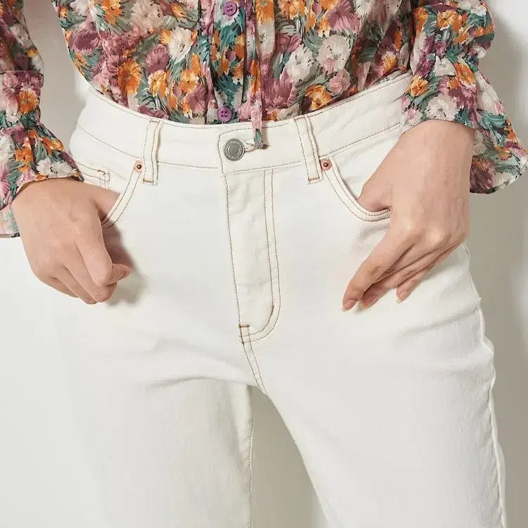 [BUNJANG] 8SECONDS Ivory Stitch Straight Pants / 에잇세컨즈(8SECONDS) 아이보리 스티치 스트레이트 팬츠