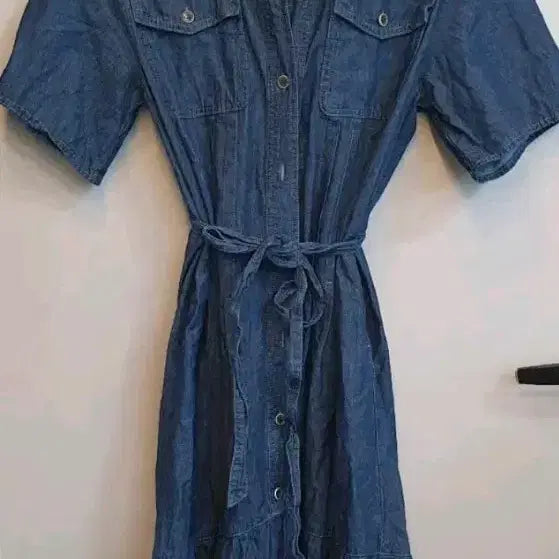 [BUNJANG] OZOC Frill Denim Long Dress / OZOC(오조크) 프릴 데님롱원피스95너무이쁩니다구김외세탁다해둔거라