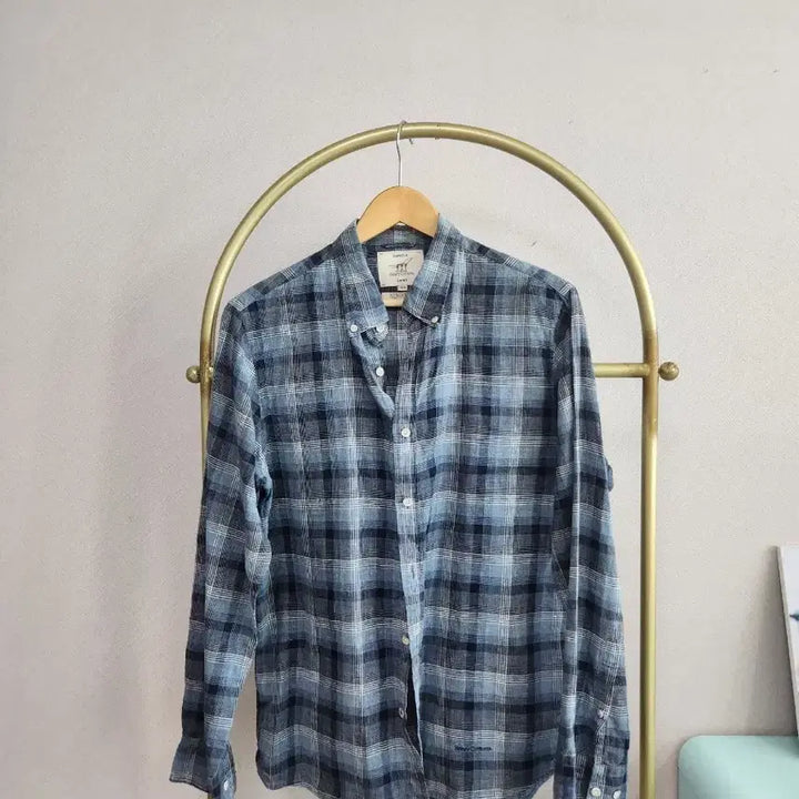 [SOLD OUT] 헨리코튼  체크 셔츠 블루 긴팔  100