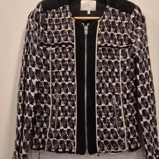 [BUNJANG] IRO 34 Lambskin Colorblock Zip-up Jacket / 이로   34사이즈   양가죽배색   스판 집업자켓